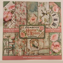 Stamperia 8"x8" Paperpad House of Roses - 10 dubbelsidiga ark